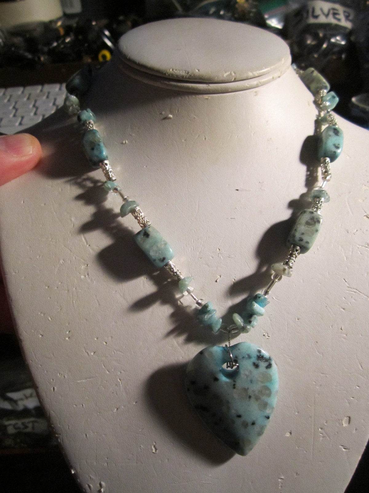 COPPER RUBY ZOISITE GEMSTONE NECKLACE 16″ LONG WITH TOGGLE CLASP-OFC-Z1