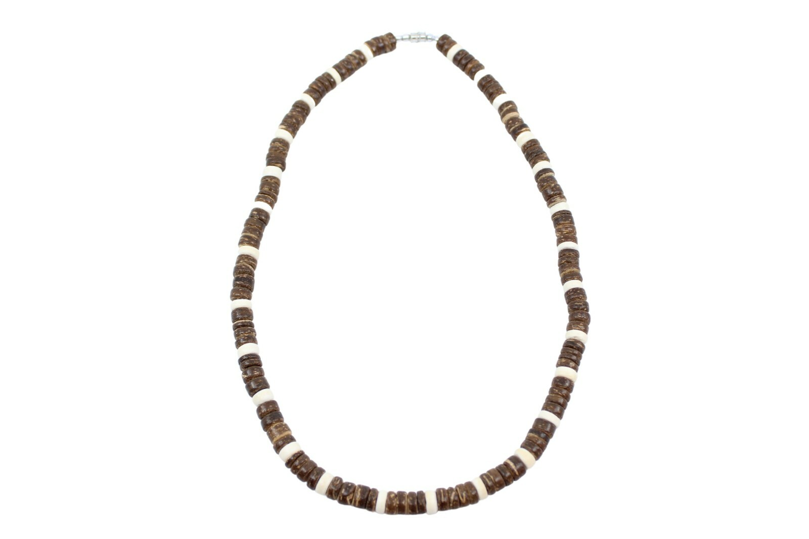 Coconut Shell Necklace (Thick) – 20″, Dark Brown & Beige Shell, Hawaiian Surfer