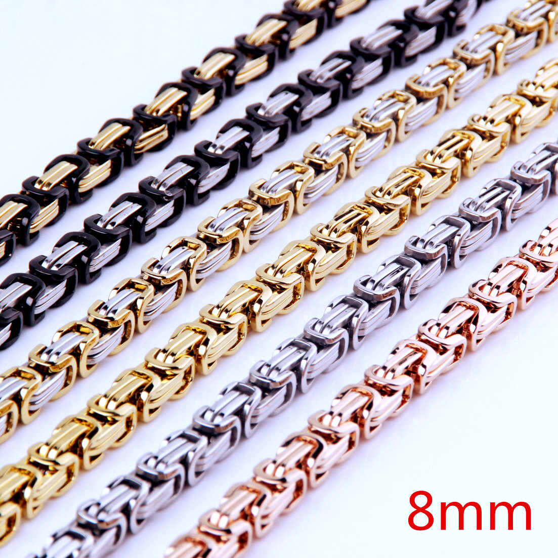 5/6/8mm Cut Byzantine Chain Stainless Steel Necklace or Bracelet for Women Men