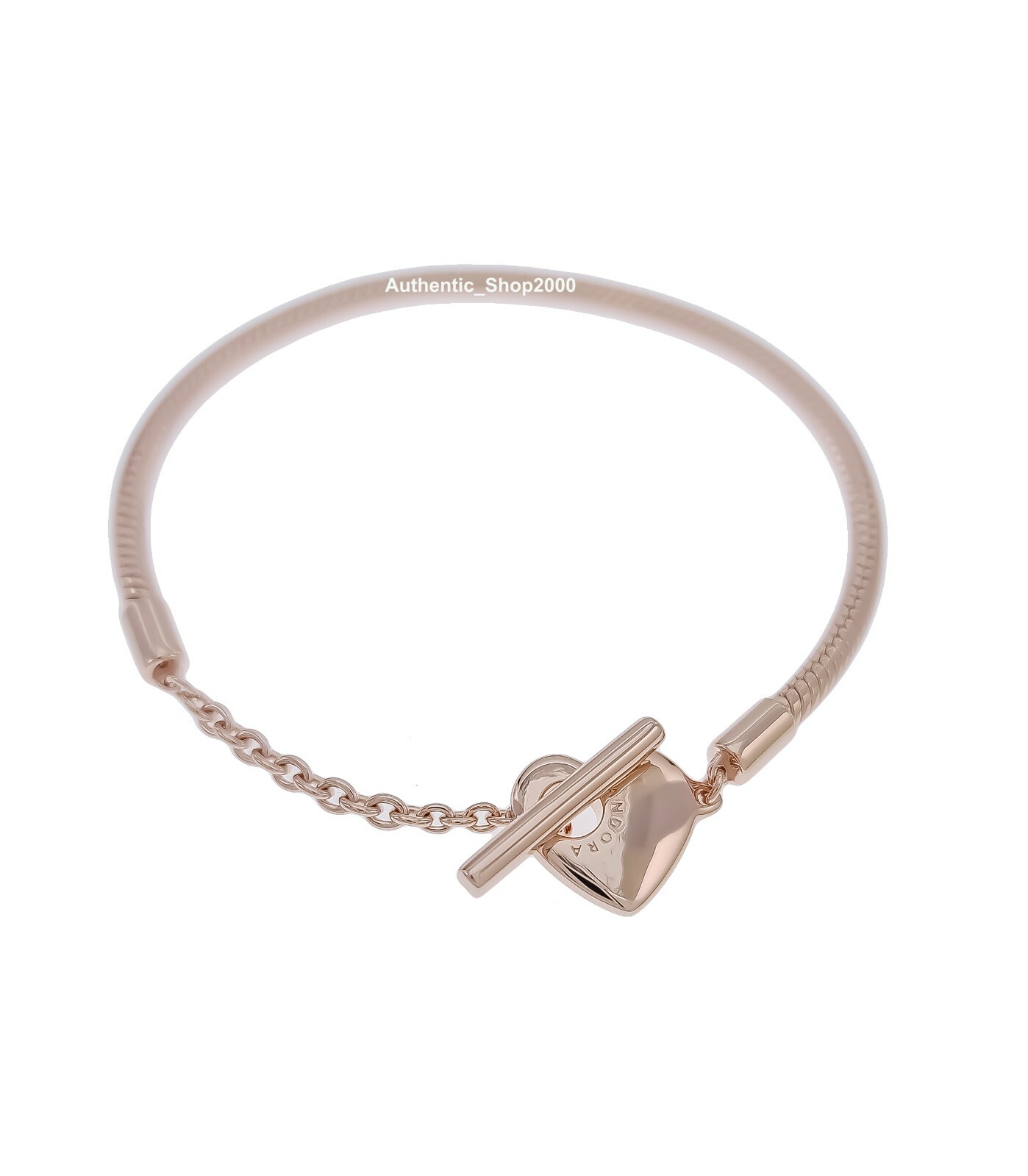 NEW 100% Authentic PANDORA 14k gold Heart T-Bar Snake Chain Bracelet 589285C00