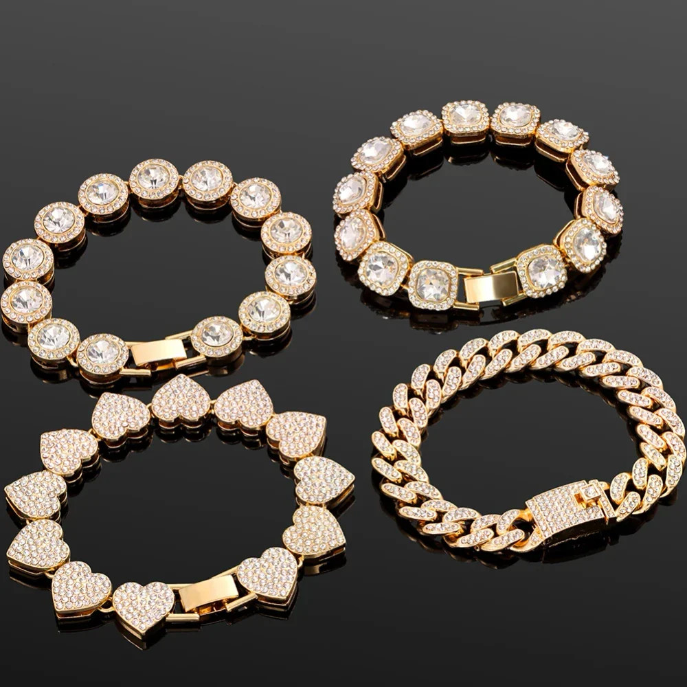Iced Out Crystal Cuban Chain Bracelet Gift Set | Hip Hop Bling Jewelry | New