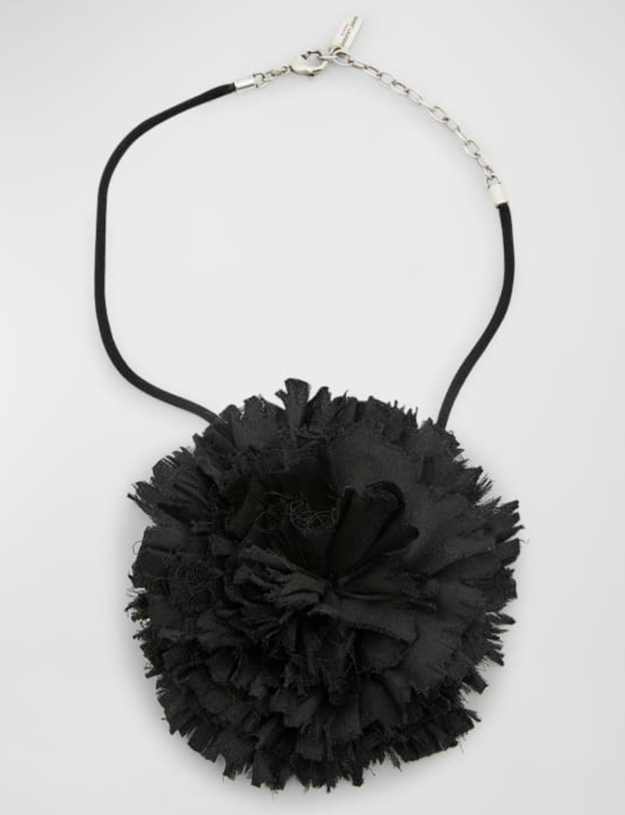 NWT Saint Laurent YSL Crumpled Silk Flower Jet Rose Runway Choker Necklace $1295