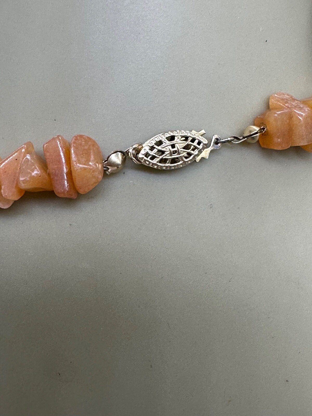ESTATE POLISHED CARNELIAN STONE BEAD NUGGET STRAND STRING NECKLACE 16″
