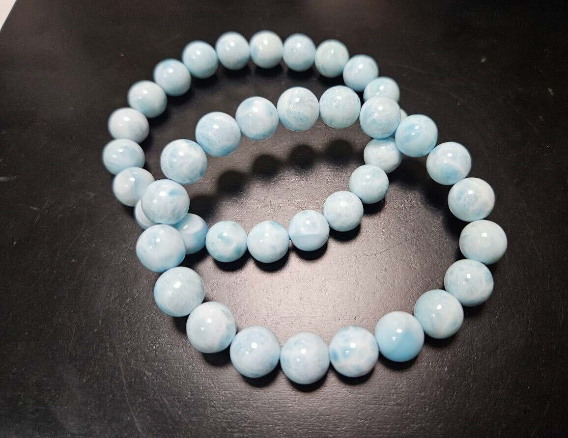 Exact Product as Shown!! All Natural Blue Larima Gemstone Beaded Bracelet