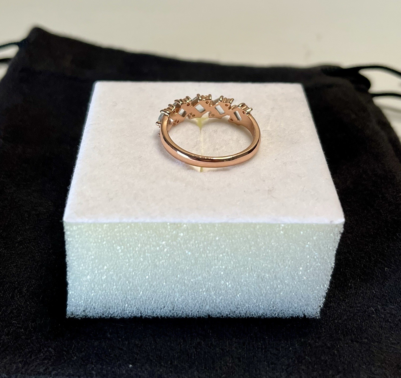 Bomb Party Baguette Cut Cluster Ring Size 8 Light Blue Stone