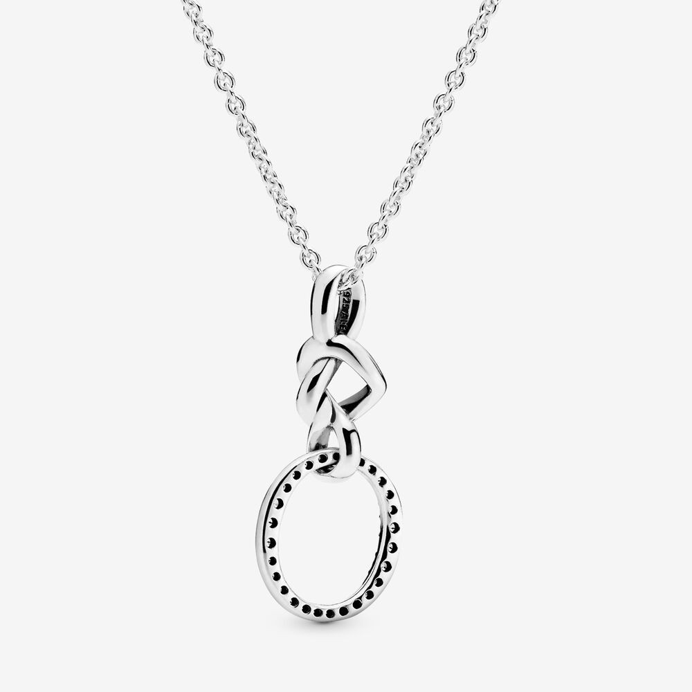 NIB PANDORA Knotted Heart Pendant 925 Silver Necklace 23.6″ Valentine’s Day Gift