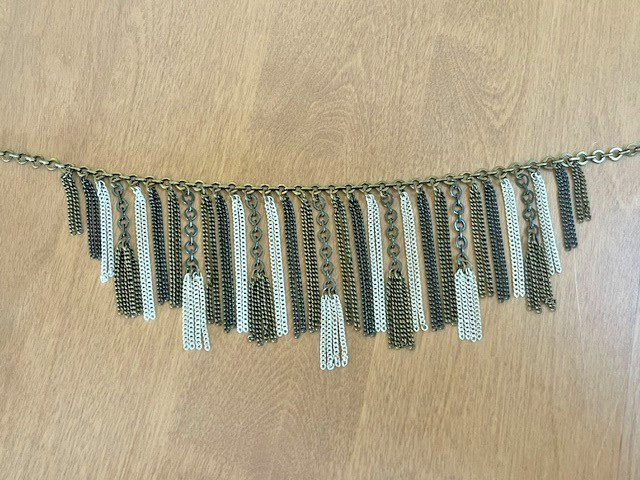 SILPADA KRN0083 Fringe Benefit White Gray Brass Chain Necklace