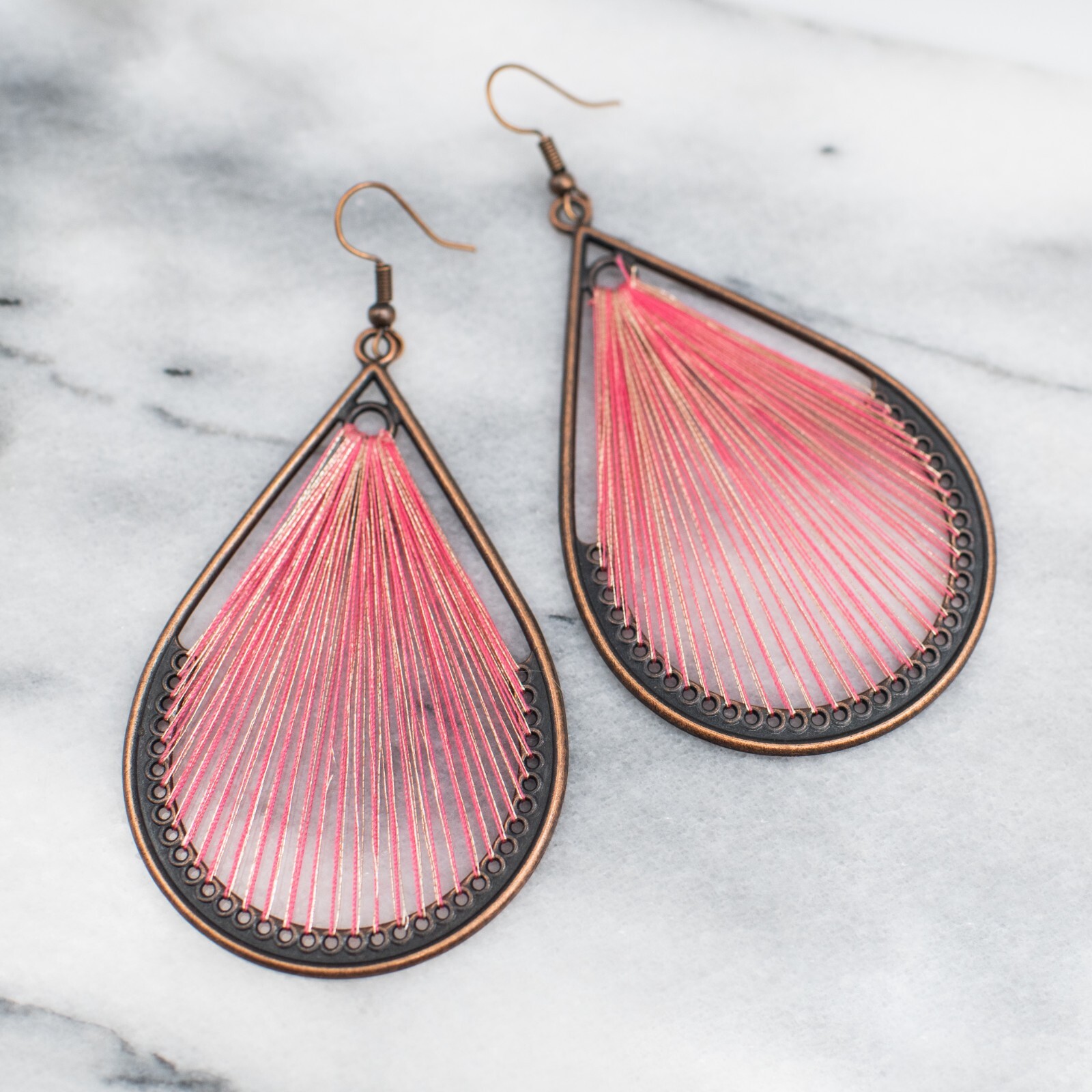 3 Pairs/Set Bohemian Boho Pink Earrings Hook Drop Dangle – Tassle, Loop, Trendy