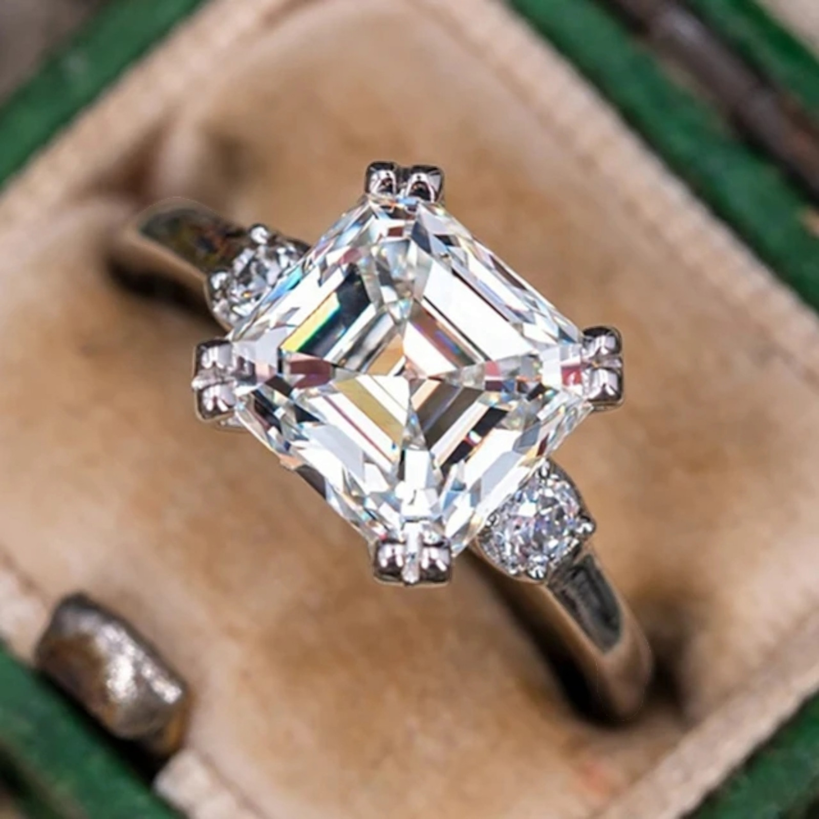 Silver Plated Elegant Square Cubic Zirconia Wedding Ring For Women Size 6-10