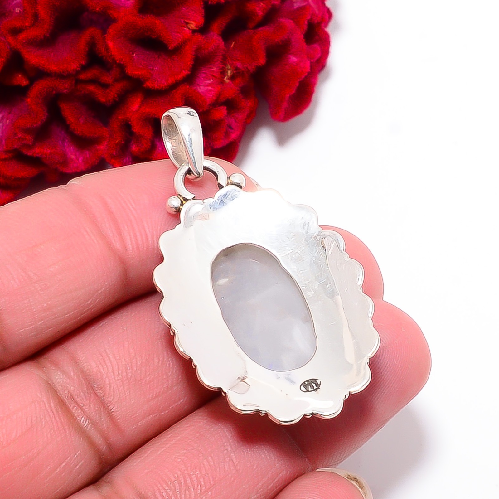 Rainbow Moonstone – India Handmade 925 Sterling Silver Pendant 1.87″ P99927