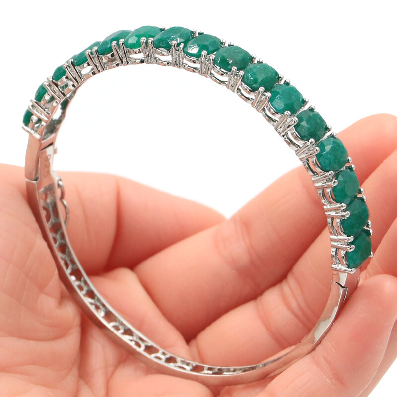 Buy 4 Get 1 Free 15.6g Emeras Ladies Gift Silver Bangle Bracelet 7.5″