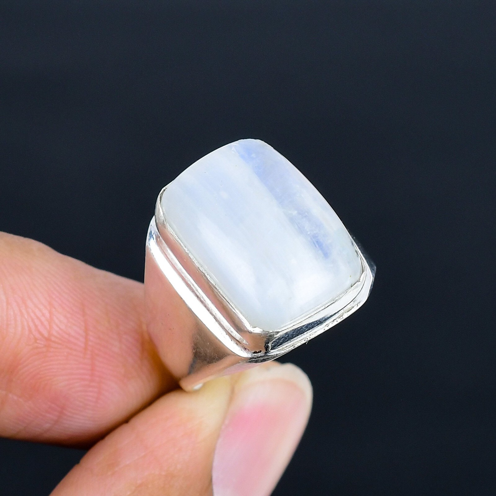 Rainbow Moonstone Gemstone Ethnic Handmade Man’s Ring Jewelry Gift LG-1111
