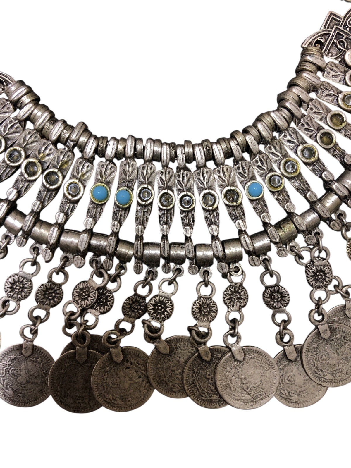 Vintage Handcrafted Solid Brass Tribal Coin Statement Necklace CollectibleEthnic
