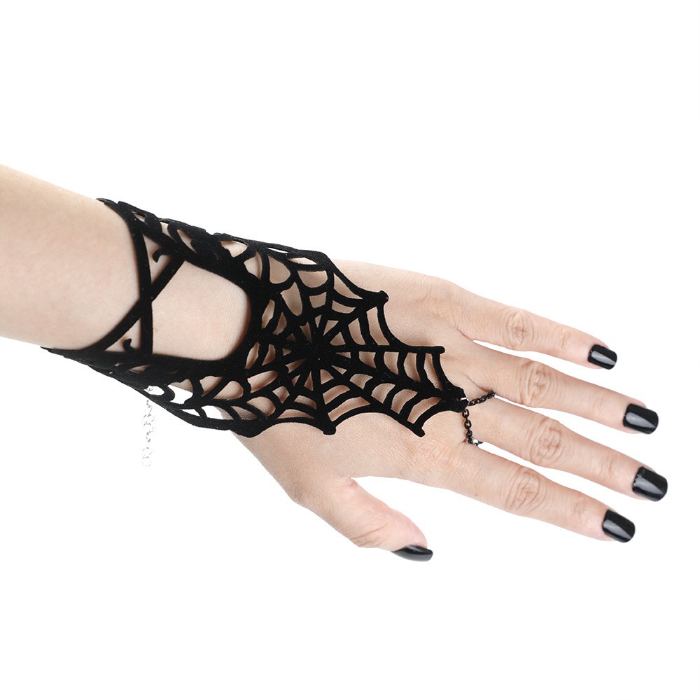 Gothic Spider Web Hand Chain Bracelet for Halloween Party Gift