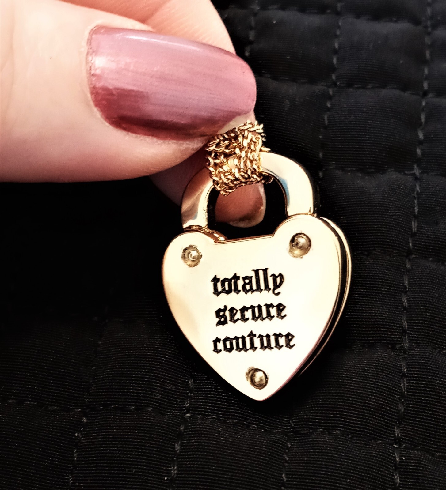 Vintage Juicy Couture Dual Strand Gold Plated Heart Padlock Necklace New in Box