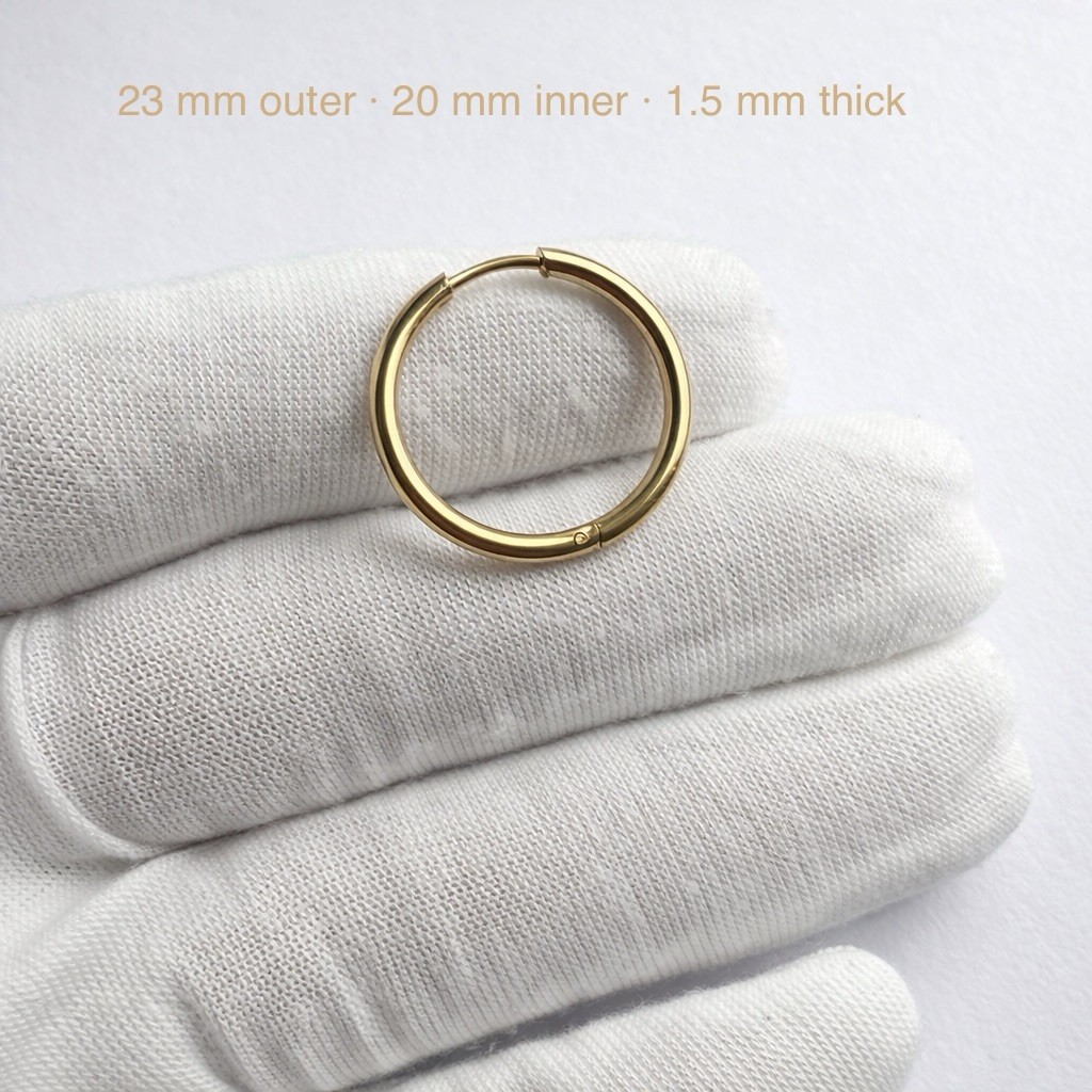 Gold Huggie Hoop Earrings Stainless Steel Hypoallergenic Clicker Sleeper Unisex