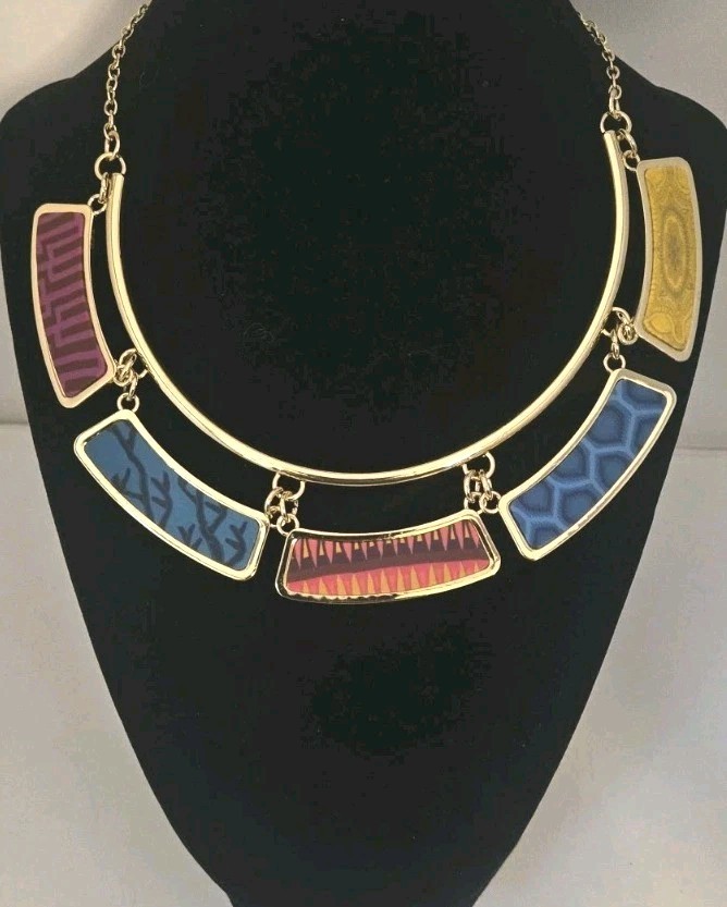 Jilzarah Double sided handcrafted polymer clay Inlays Cleopatra Collar Necklace
