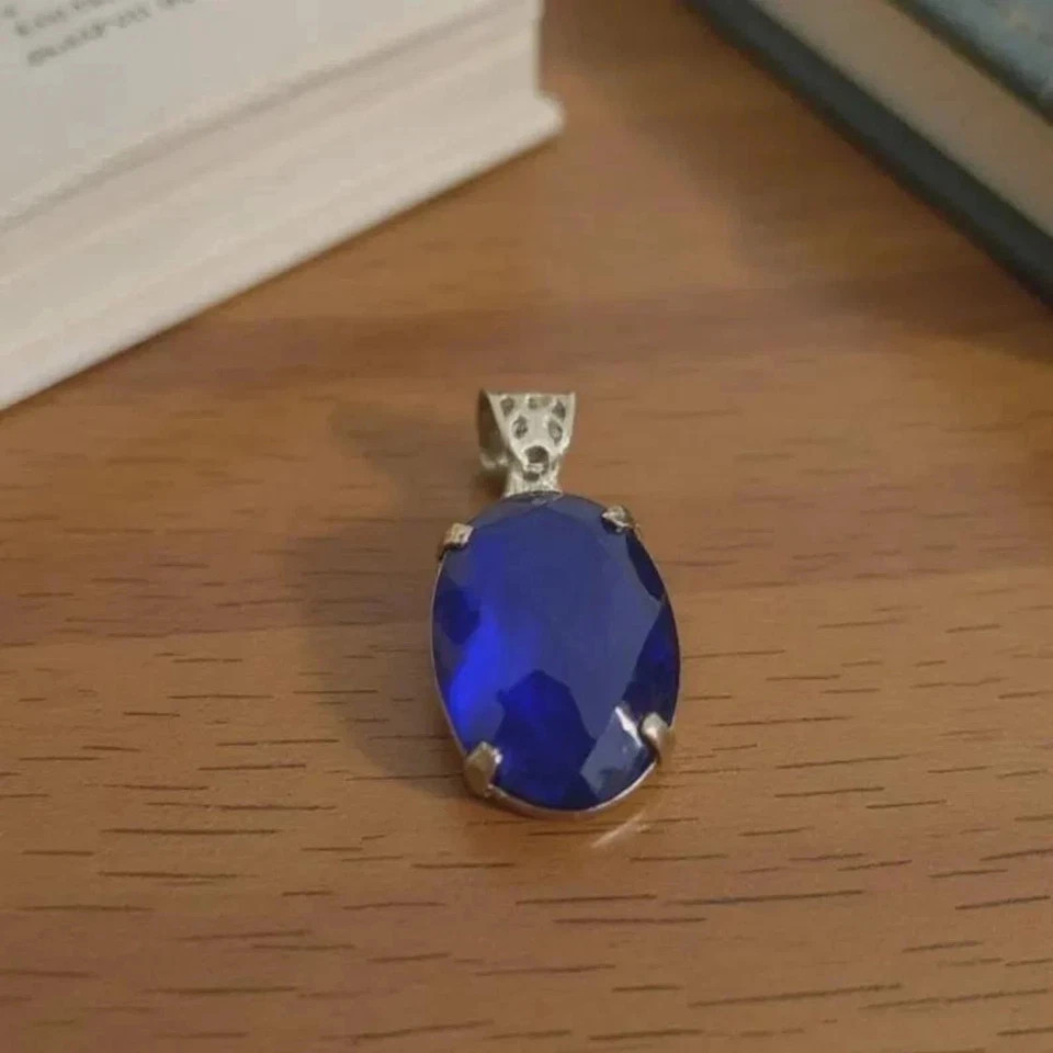 Certified 25 Ct Natural Blue Sapphire Oval Cut 925 Silver Pendant Loose Gemstone