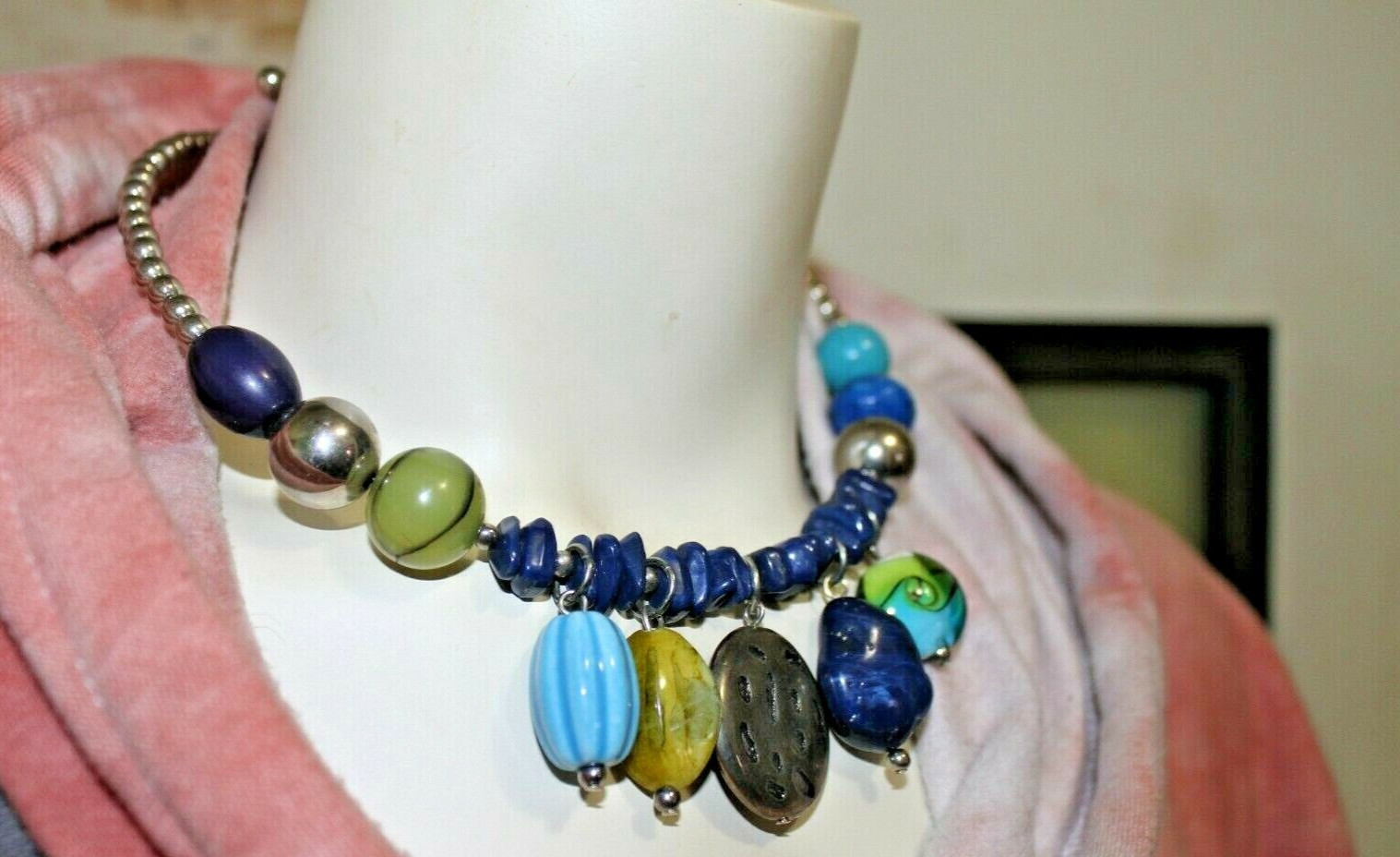 Stones and Beads Stretch Wrap Boho Statement Necklace