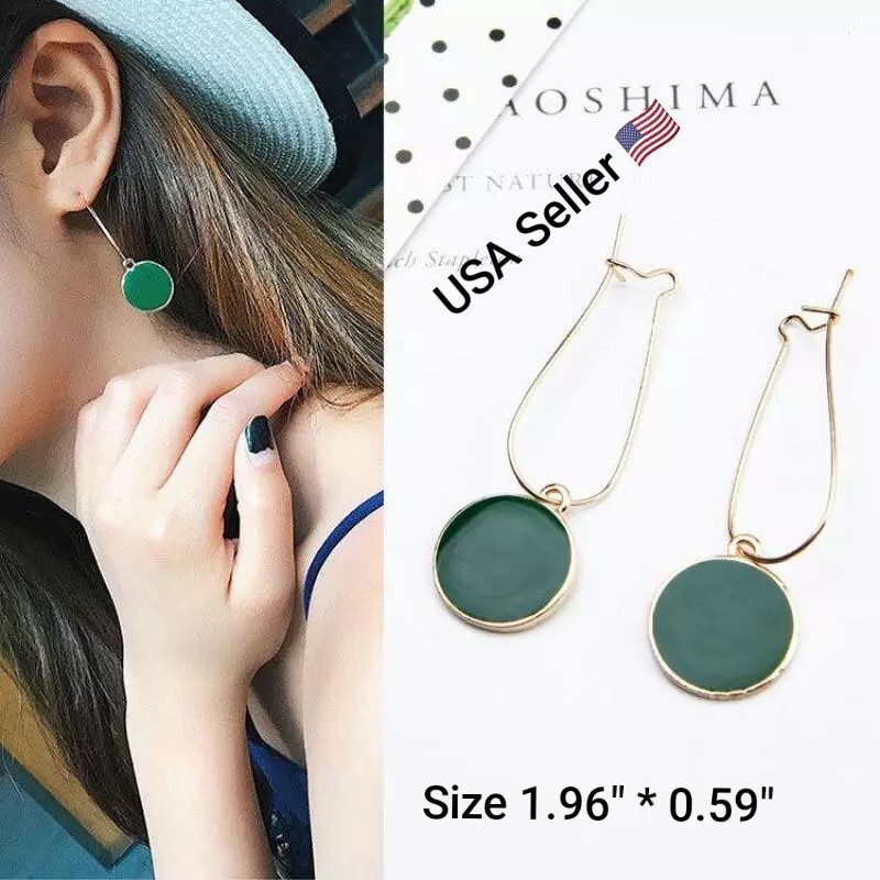 Drop Dangle Earrings Simple Green Circle Small Round Women Earrings Personality