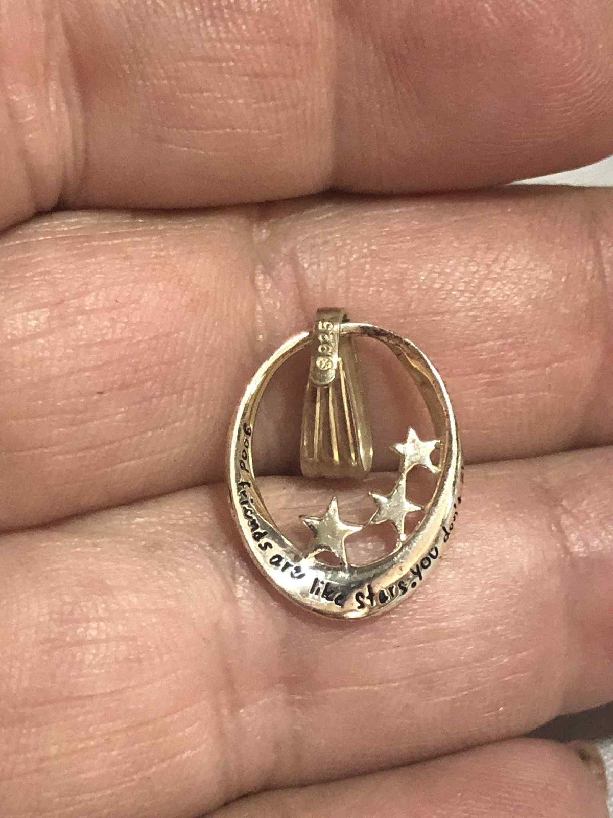 Stirling Silver, I Love You To The Moon And Back Pendant Stars