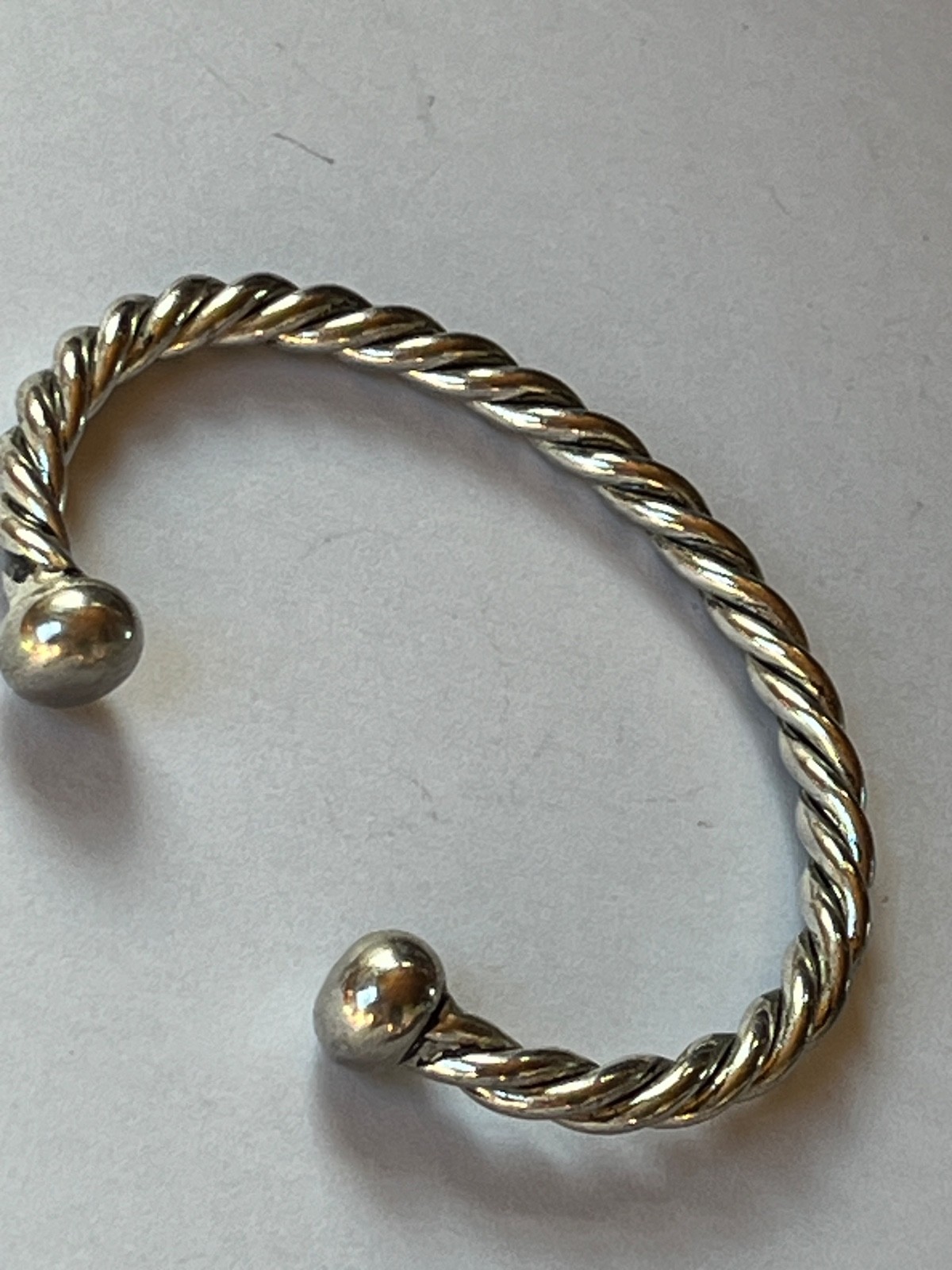 Thick Nonmagnetic Silver Twist Cuff Bracelet – 2.25 inches across inside diamete
