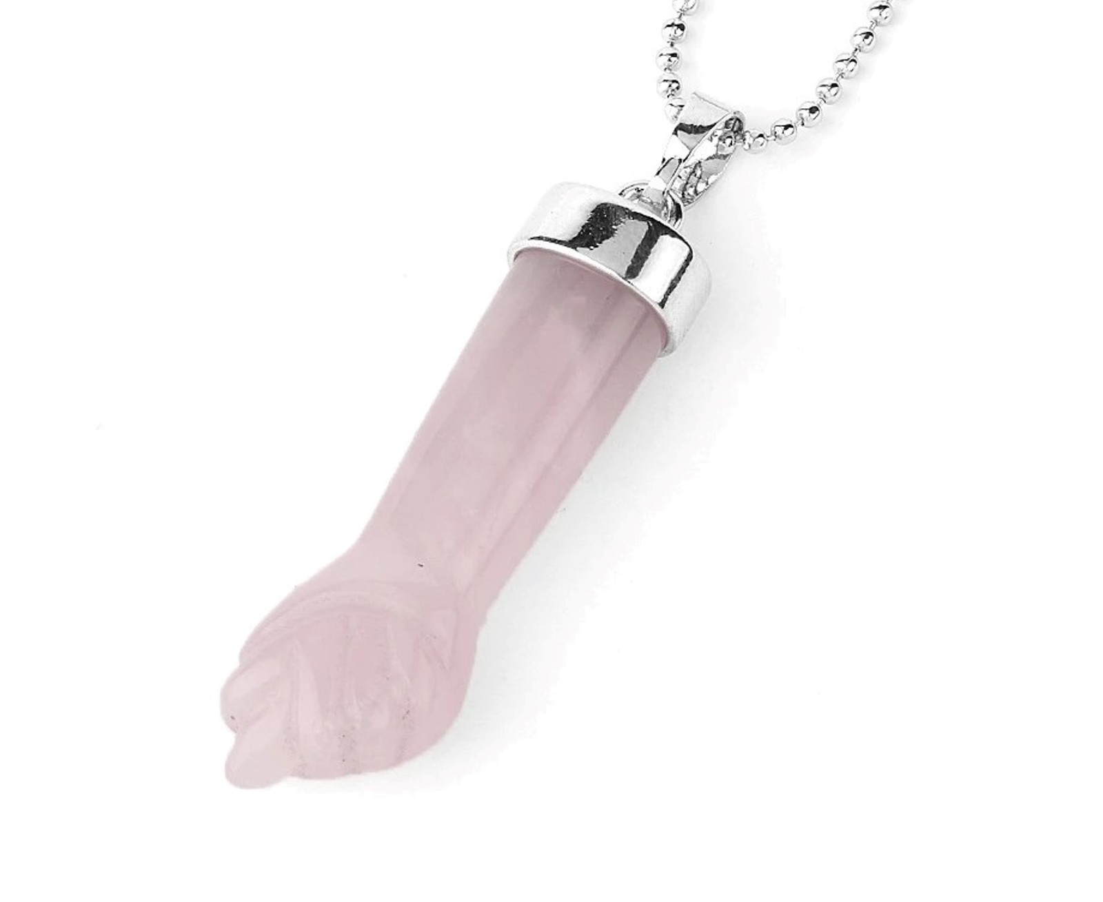 Figa Hand Amulet Pendant. Stainless steel chain necklaces with crystal Figa Hand