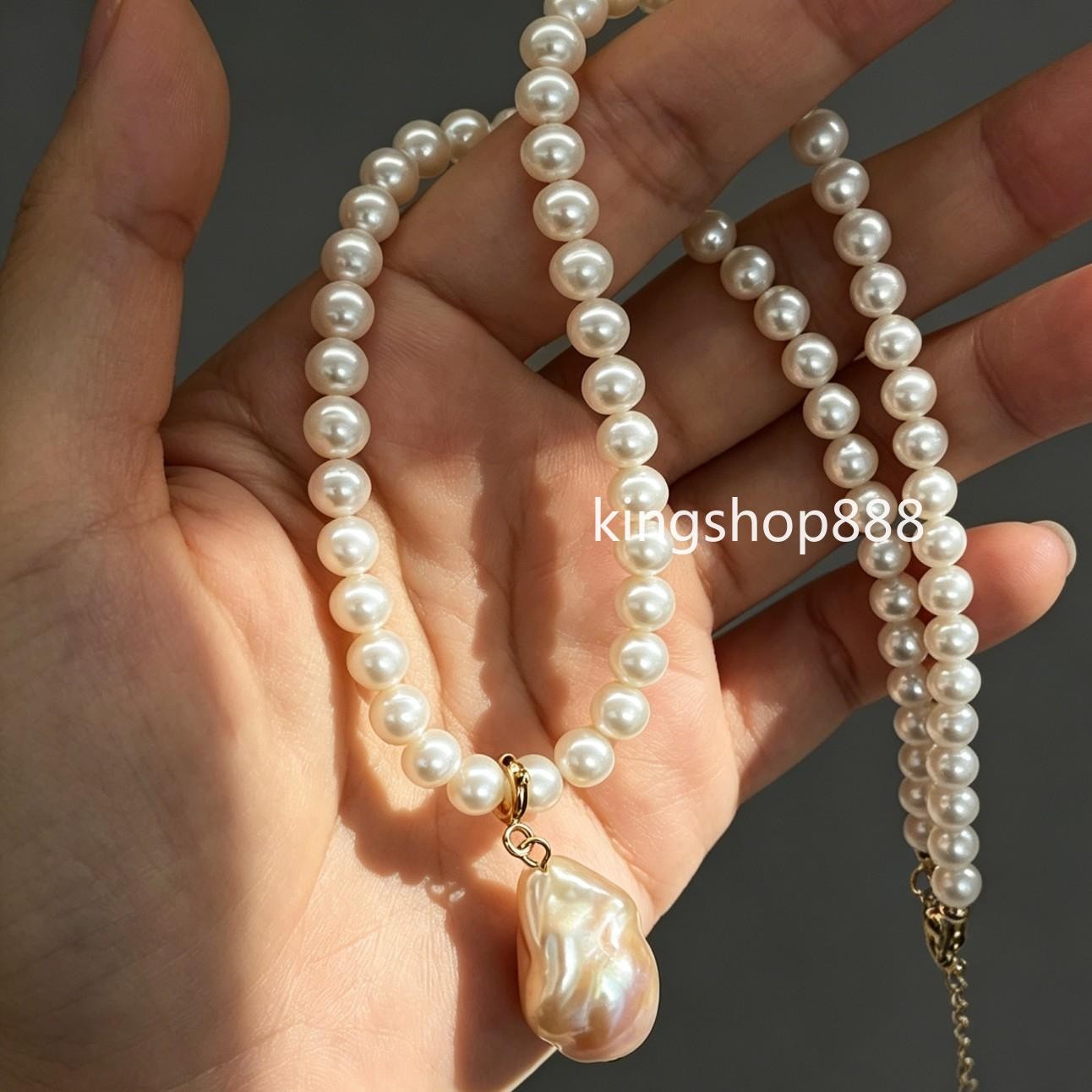 5.5mm Natural Freshwater Keshi Pearl Choker Removable Baroque Pendant Necklace
