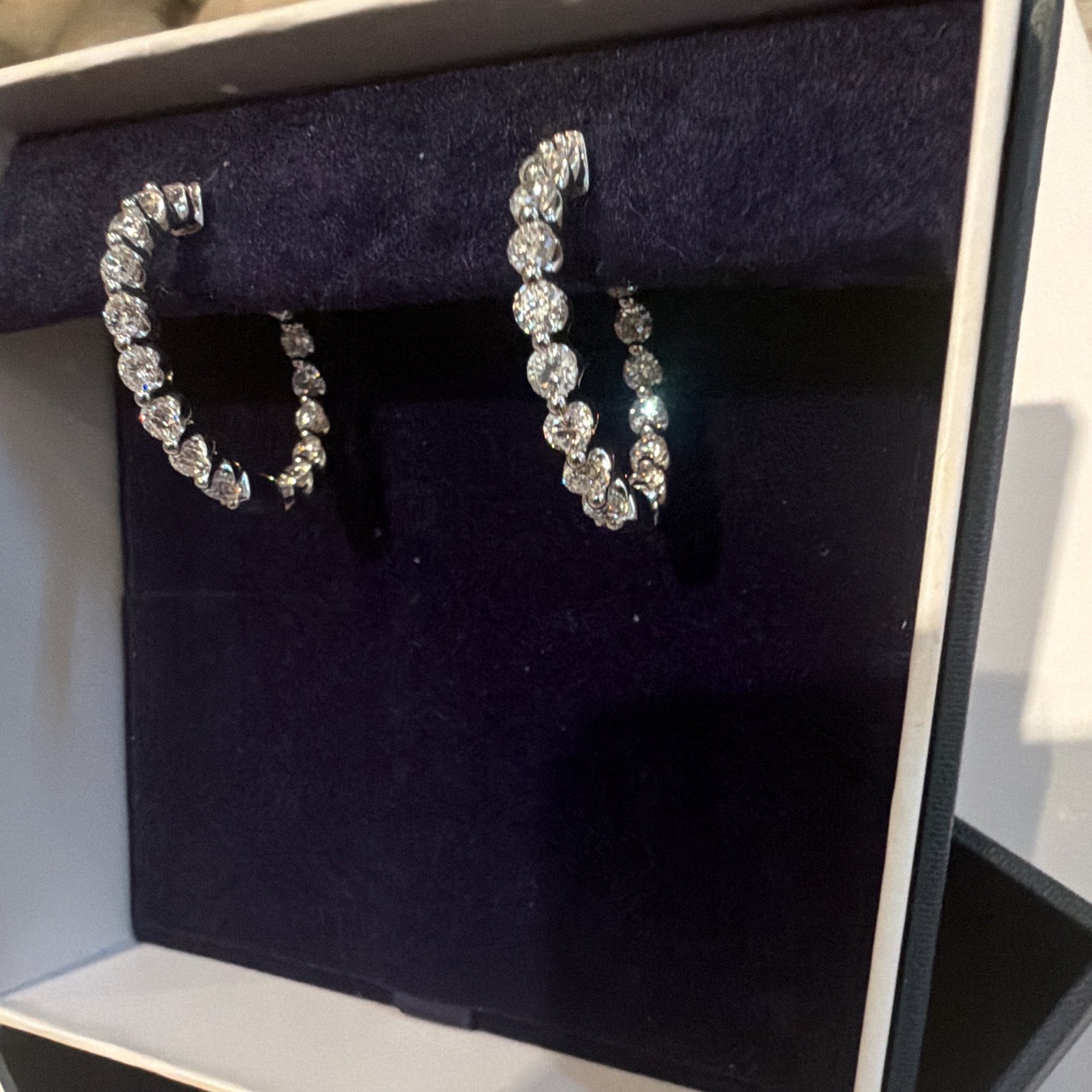 Floating Eternity Hoop Earrings With 5 CTW Round Cut Lab-Grown Diamonds