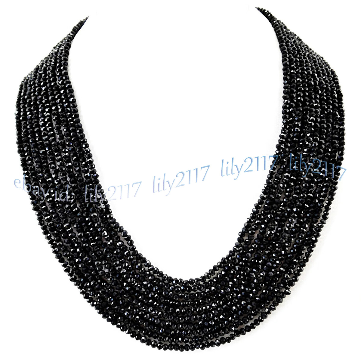 10 Strands 3mm Faceted Black Spinel Round Gemstone Beads Necklace 15-20inch