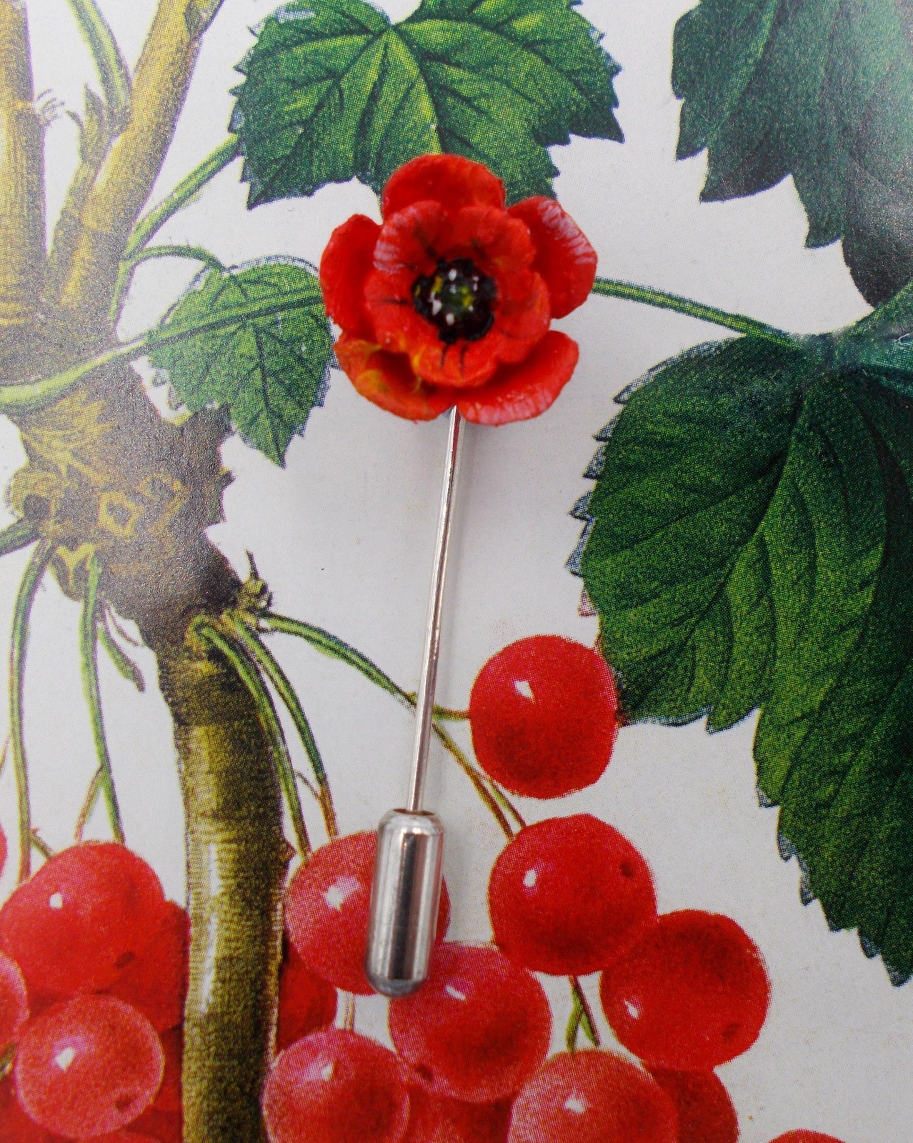 Tiny RED POPPY Lapel Flower Commemorative Remembrance Flower HAND PAINTED