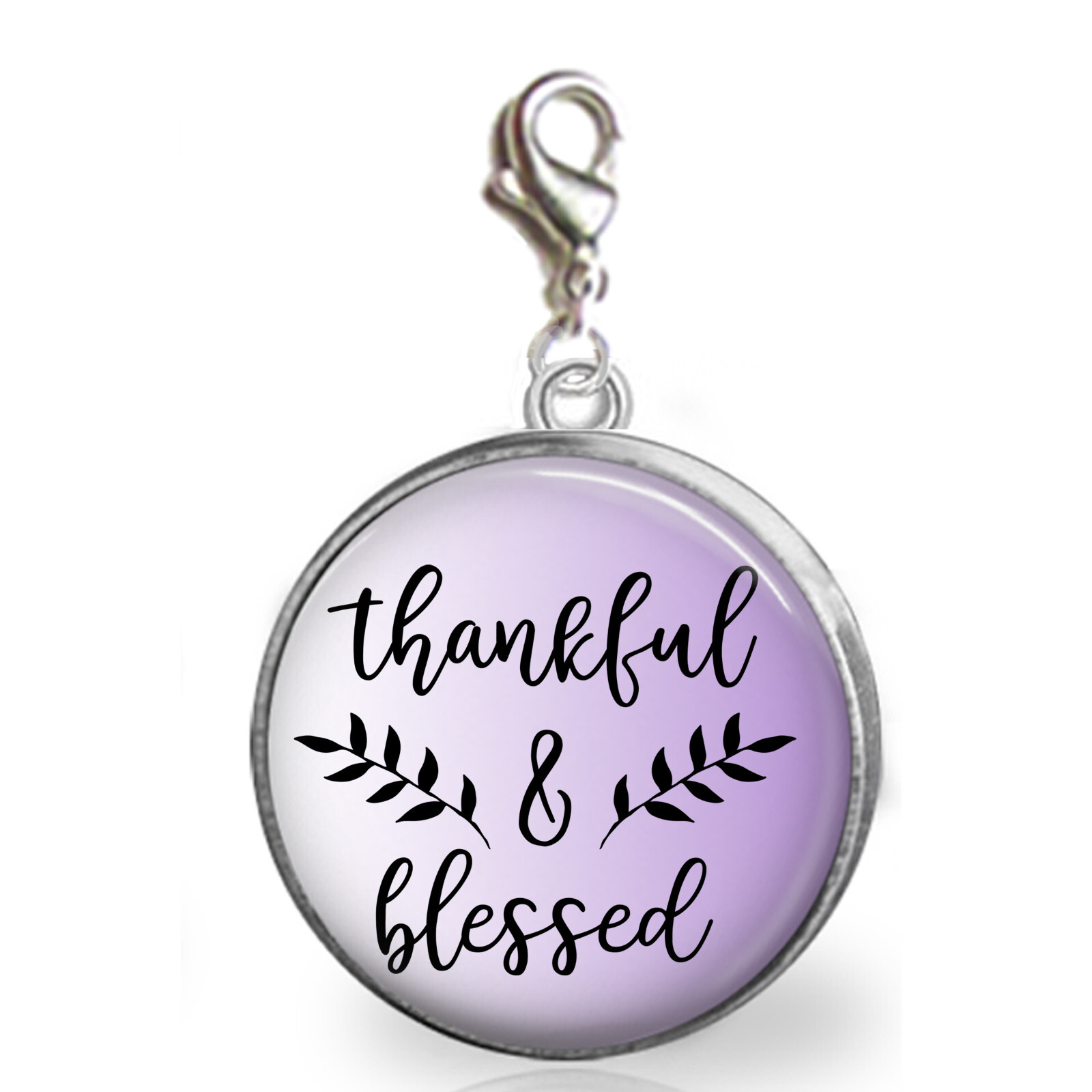 Thankful & Blessed Clip On Charm for Bracelet Zipper Pull Purse Charm Grateful