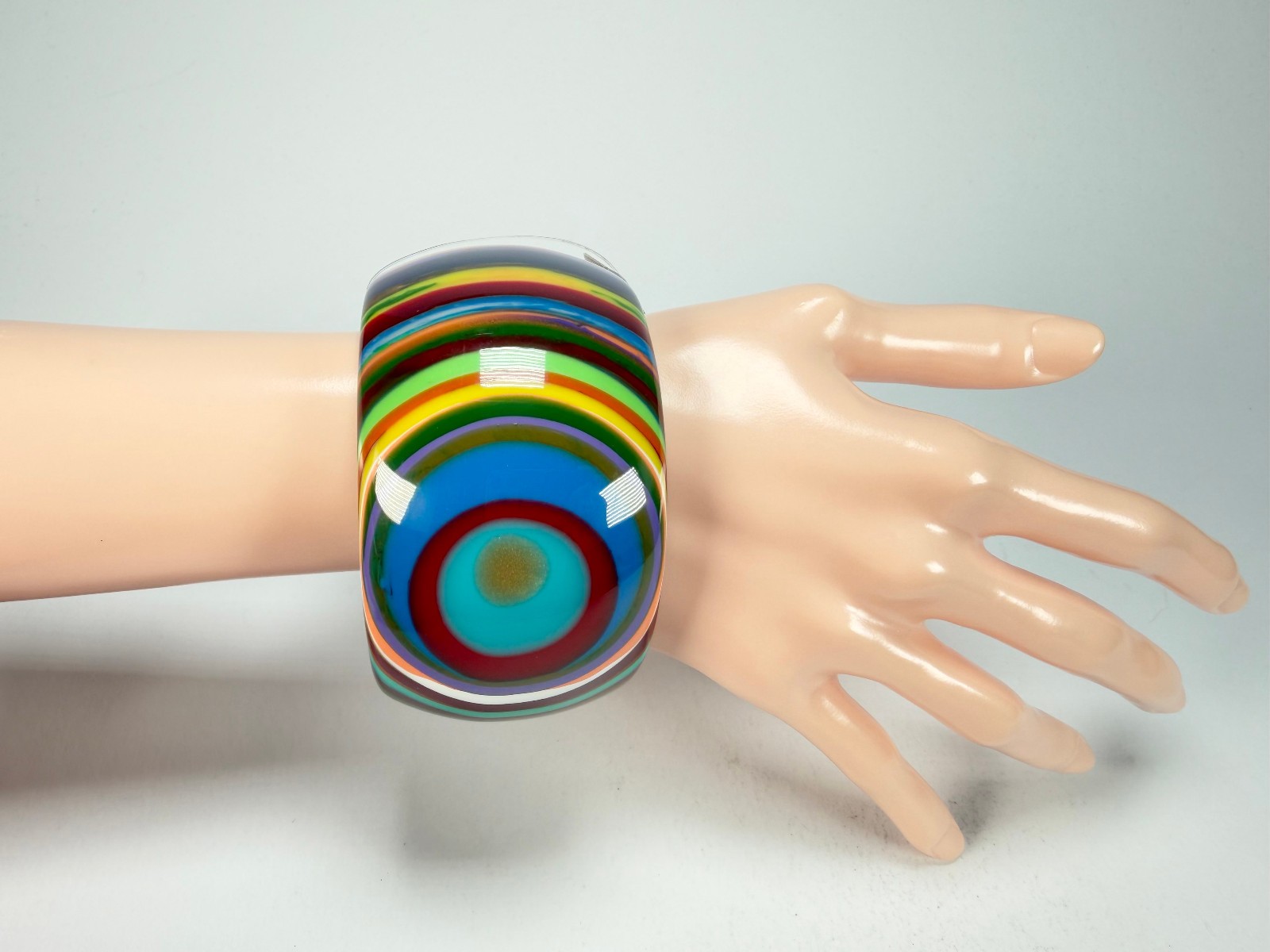 Jackie Brazil Tiger Liquorice Allsorts w/Cat Eye Mix Colours 5cm Resin Bangle