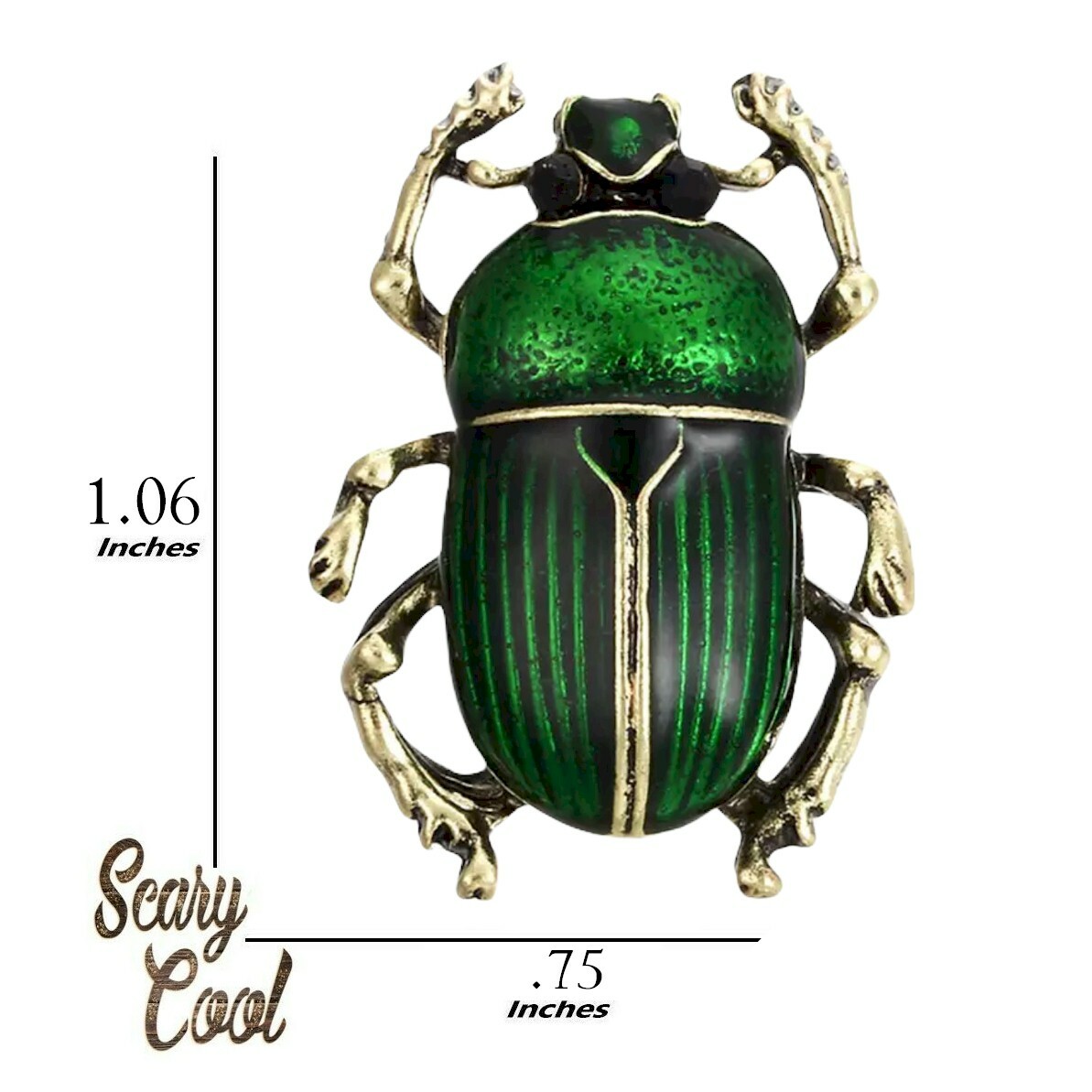 New Beetle Enameled Bug Scarab Vintage Retro Gold Pin Brooch