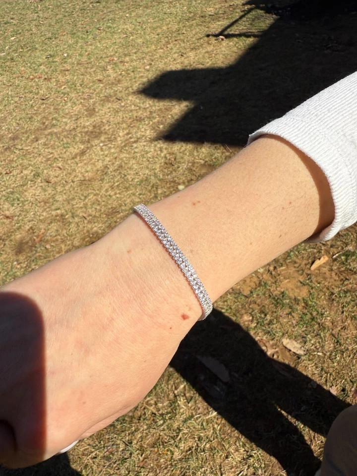 5ct Round Simulated Diamond Stunning Tennis Unisex Bracelet 14kWhite Gold Plated