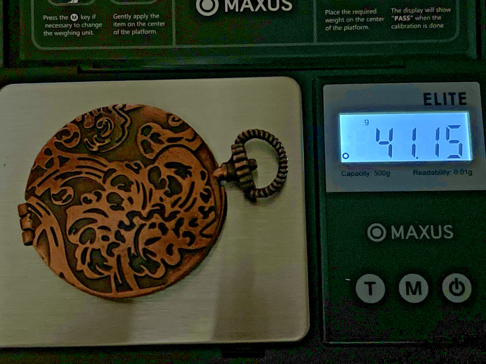 False Pocket Watch With Key Inside Magnetic Copper Pendant 2″ 41.15 g