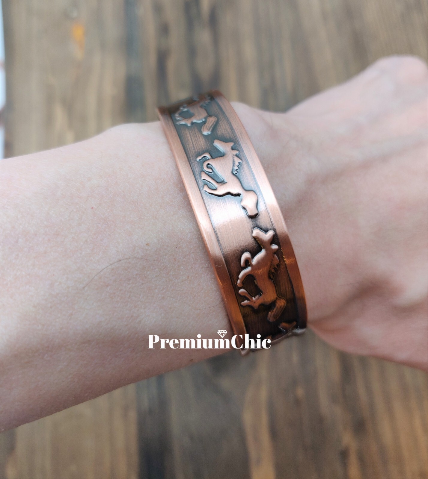 PURE SOLID COPPER Magnetic Bracelet Men’s Arthritis Therapy Horse Western Cuff