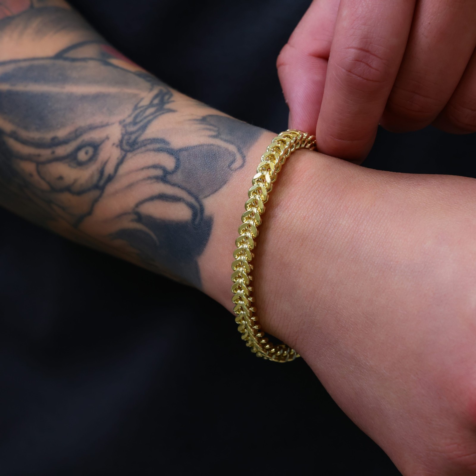 10k Yellow Gold 1.5mm-6mm Franco Box Bracelet Chain Men Women 7″ 7.5″ 8″ 8.5″ 9″