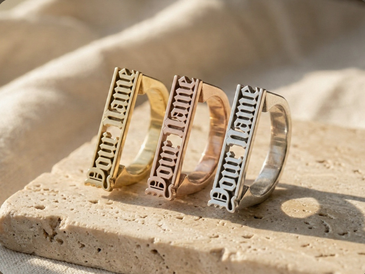 Custom Name Ring Personalized Handmade Jewelry Gift for Her Him