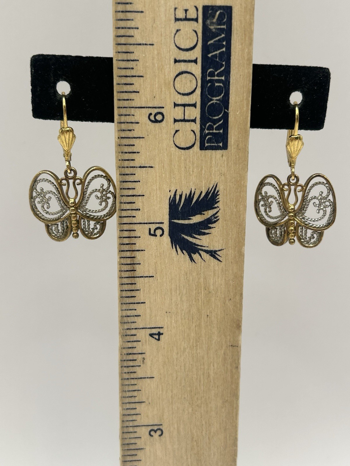Pair Of Palmbeach 18k Gold-Plated Two-Tone Filigree Butterfly Drop Earrings Boho