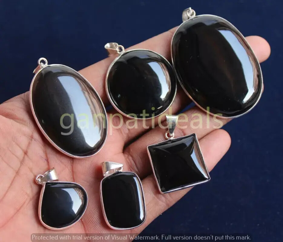 Black Onyx Gemstone Pendant 925 Silver Plated Wholesale 5pcs Jewelry Lots