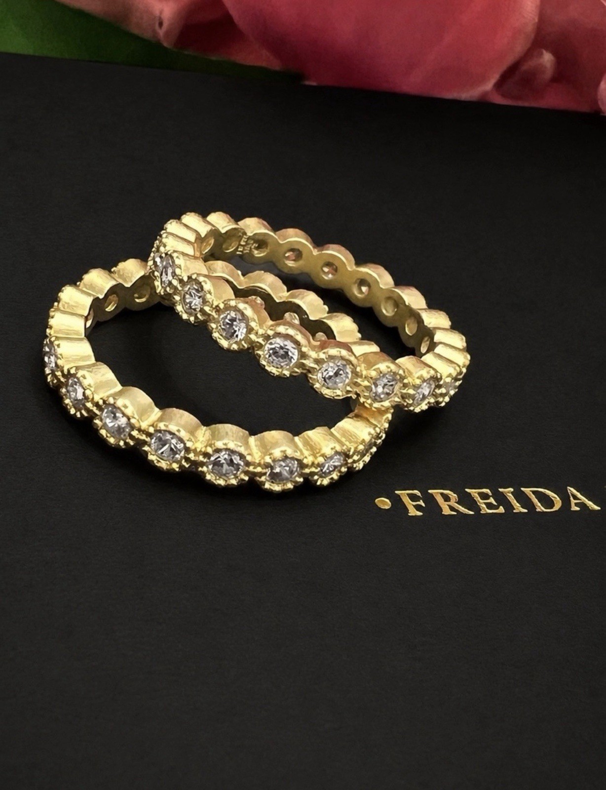 Freida Rothman (2) 925 Sterling Silver 14k Gold Bezel-Set CZStacking Rings