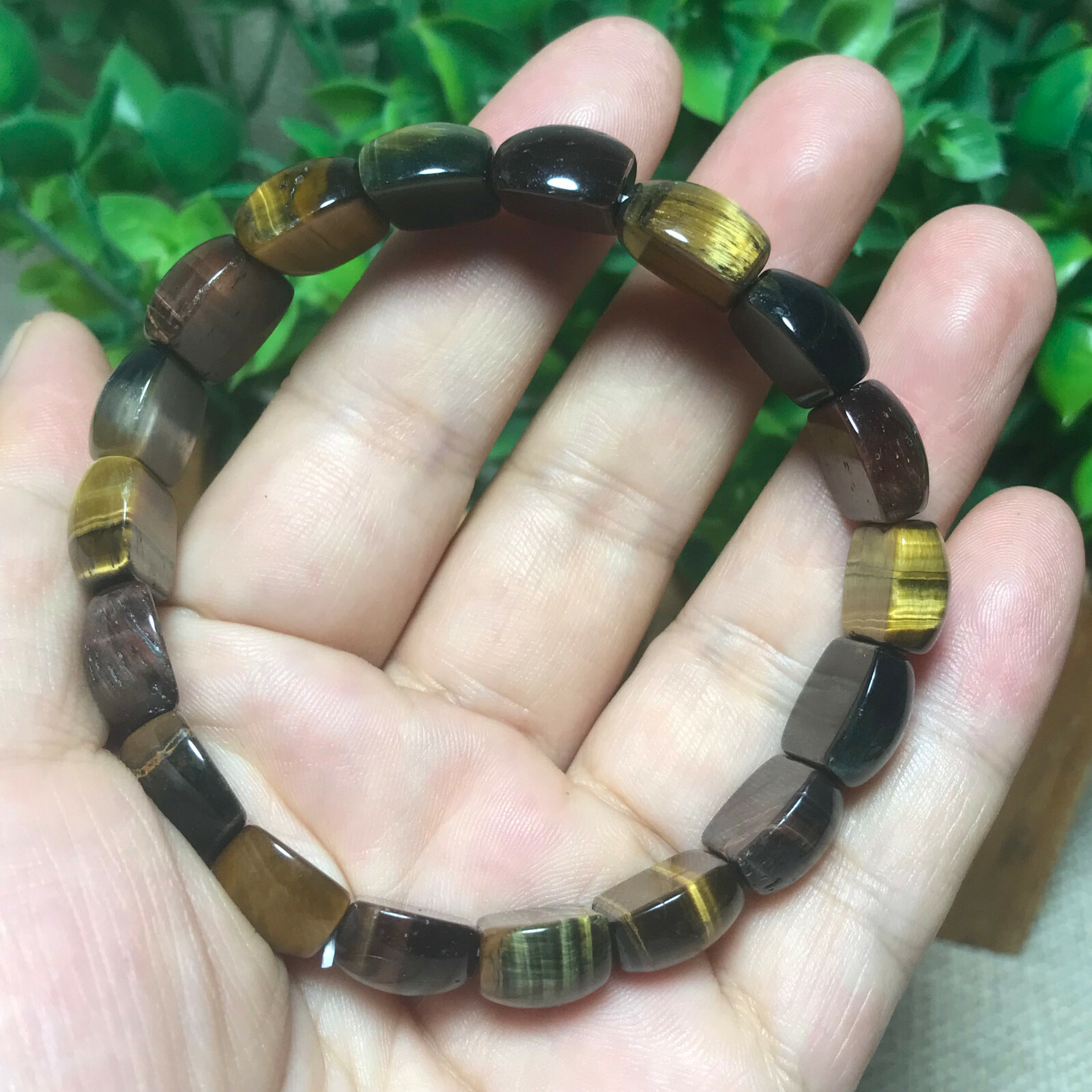 1PCS Natural Multicolor tiger eye Stone square Beads fit Yoga bracelet