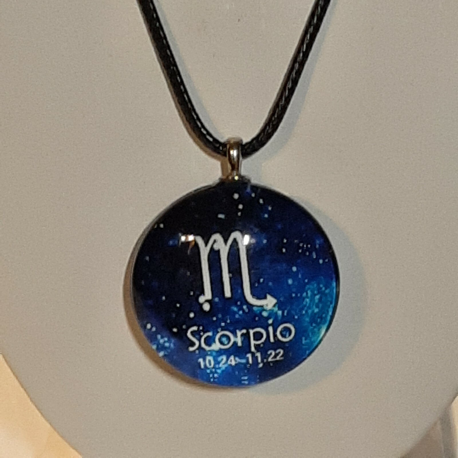 SCORPIO ZODIAC SIGN Double sided Pendant Charm / 17″+2″(chain) Necklace Rope