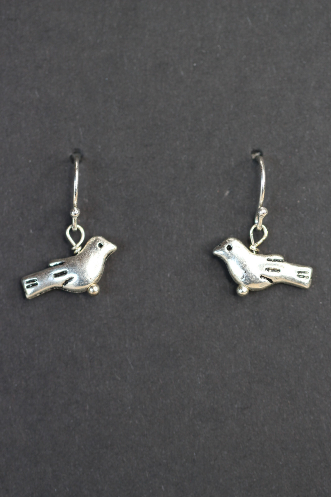 Bird Charm Earrings .925 Sterling Silver hooks pewter charms 3/4″ Tiny Birds