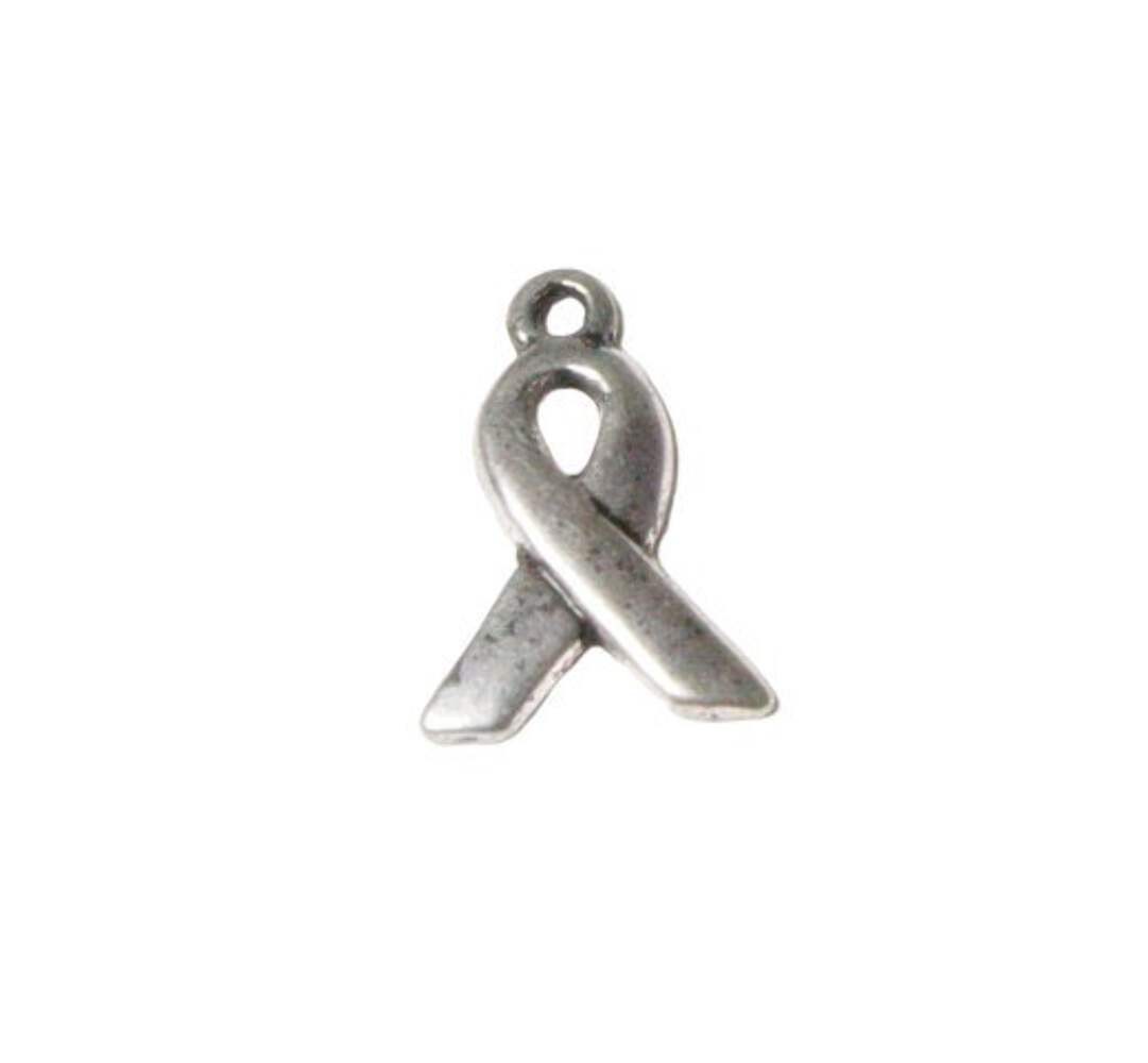 Awareness Ribbon Charm – Silver Alloy with Split Ring