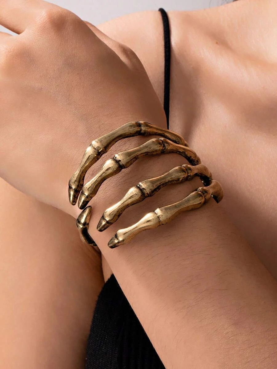 1pc Skeleton Hand Cuff Bracelet Gothic Claw Bangle Halloween Jewelry
