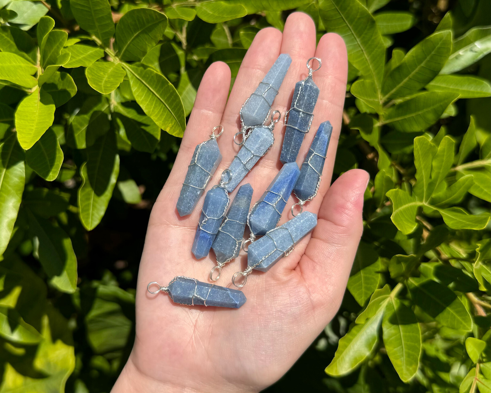 Blue Aventurine Wire Wrapped Point Pendant / Necklace (Quartz Crystal Jewelry)