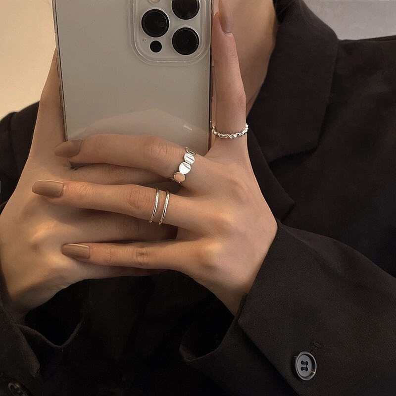 3 /4 pack 925 Sterling Silver Adjustable Open Ring Women Girls Shiny rings
