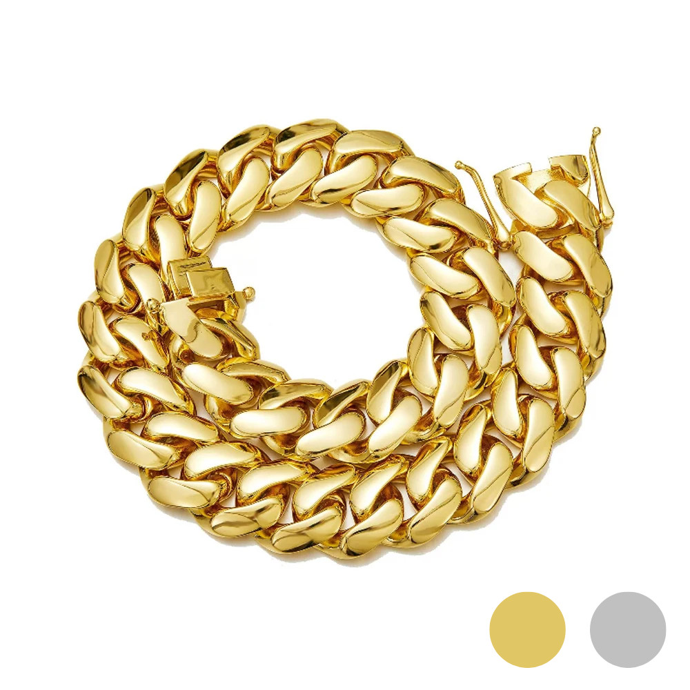 14K Gold Silver 22mm Miami Cuban Link Chain Necklace Heavy Wide Unisex Gift NEW